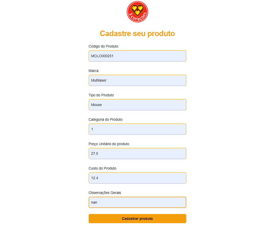 Imagem da sessão Página de cadastro do produto