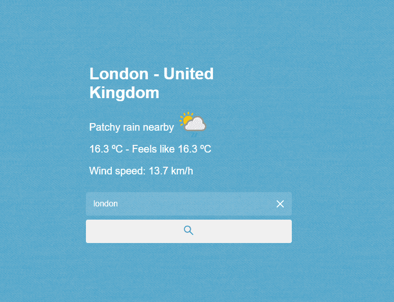 Imagem da sessão Página de pesquisa do weather api