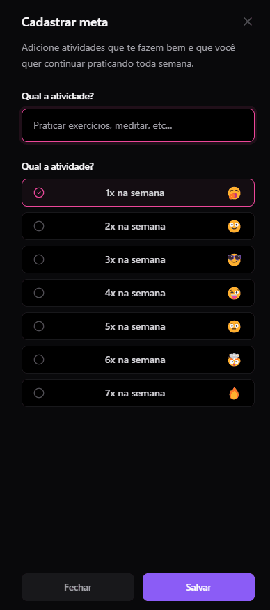 Imagem da sessão Cadastrar meta