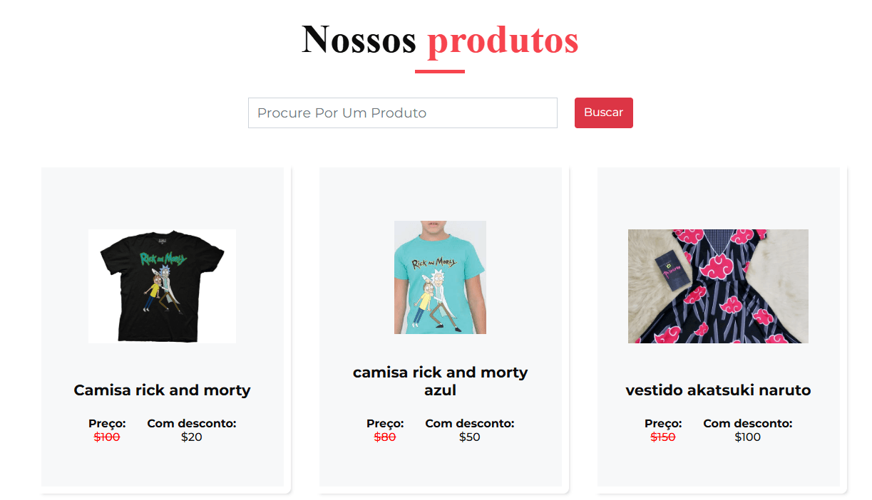Imagem da sessão Pagina de produtos com paginação